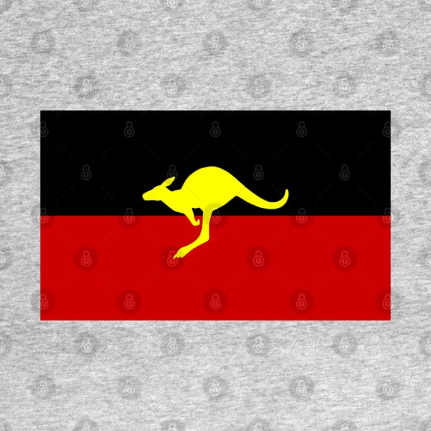 Aboriginal Australian Flag - Kangaroo Silhouette by Historia